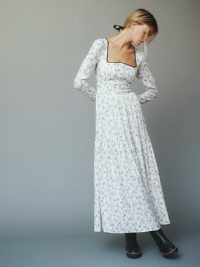 Reformation Chaylyn floral midi dress square neckline Bridgerton 4